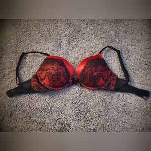 Victoria's Secret Red and Black Lace Bra